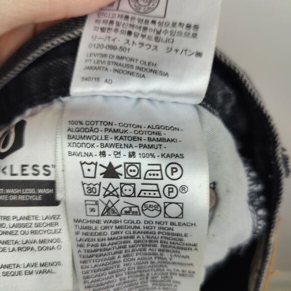 Levis 501 Original Shorts Womens 29 Trashed Black Distressed Cut Offs Button Fly - Picture 7 of 9